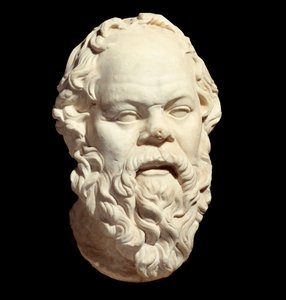 Busto em mármore do filósofo grego Sócrates (470-399 AC) após o original de Lysippe (cerca de 330 AC) decorando o Pompeão de Atenas. Sol 0,33 m. Paris, Museu do Louvre