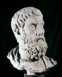 Retrato de Epicuro (341 a.C. - 270 a.C.), filósofo grego, fundador do epicurismo. Museu do Tabaco, Roma.