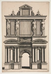 Desenho para um Arco com quatro figuras de termo de Gregoire Huret