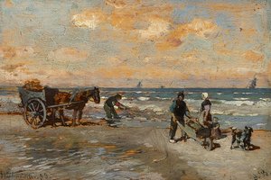Os pescadores de caranguejo na costa do mar de Gregor von Bochmann