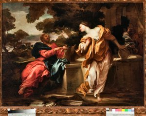 Cristo e a Mulher Samaritana no Poço de Jacob Pintura de Gregorio de Ferrari (1647-1726), Genes, Musei di Strada Nuova (inv n PR 375)