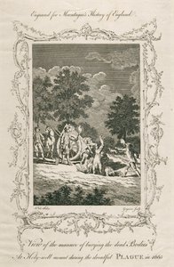 Enterrando vítimas da peste, Holywell Mount, Shoreditch, Londres, 1665 c final do século XVIII de Grignion