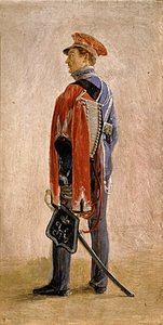 Retrato de PM Kunitsky, Hussar do Regimento Hussardos William, príncipe de Nassau, 1832 de Grigori Grigorevich Chernetsov