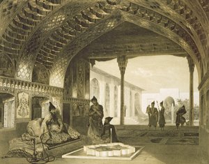 O Salão dos Espelhos no Palácio do Sardar de Yerevan, Armênia, prato 17 de um livro sobre o Cáucaso, gravado por Charles Claude Bachelier e Celestin Francois Nanteuil (1813-73) pub. de Alfred