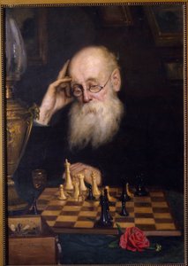 Les echecs contre soi meme (Xadrez consigo mesmo). Peinture de Grigori (Grigoriy, Grigory) Grigoryevich Myasoyedov (Myasoedov, Miasoedov) (1834-1911), huile sur toile