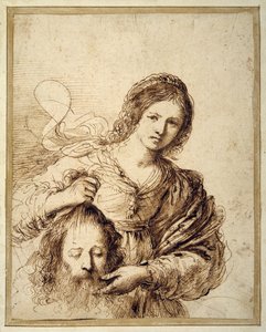 Judith com a cabeça de Holofernes (caneta e tinta castanha sobre papel creme)