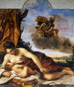 Venus nursing Love, pintura de Giovanni Francesco Barbieri, conhecido como il Guercino (1591-1666). de Guercino