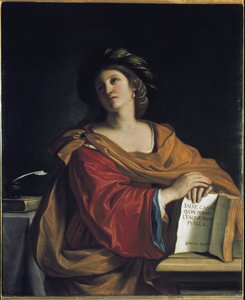 The Samian Sibyl (of Samos) - Óleo sobre tela de Guercino