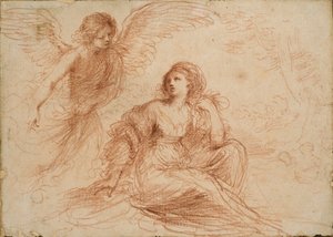 Um anjo aparecendo para Hagar e Ismael, c1653 de Guercino
