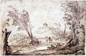 Paisagem, século XVII de Guercino