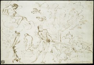 Sacrifício de Isaac (anverso); Sonho de Jacob (verso) de Guercino