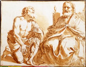 Bispo sentado e Santo ajoelhado de Guercino