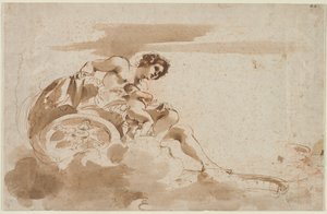 Vênus e Cupido em uma carruagem de Guercino