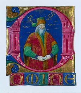 D[omine] inicial de um livro coral: Rei Salomão, c. 1470-1480. de Guglielmo Giraldi del Magri [or del