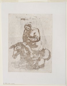 Acidia vestita di nero - Preguiça sentada num burro, c.1793 (impressão a preto e água-tinta)
