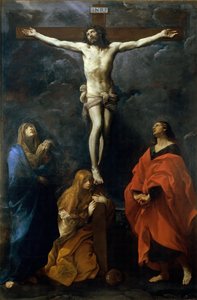 Cristo na cruz com Maria, João e Maria Madalena, c. 1617. de Guido Reni