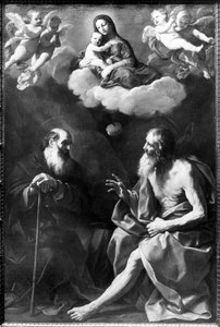 Os eremitas Paulo e António no deserto de Guido Reni