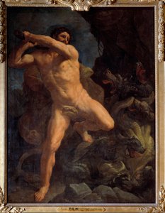 Hércules Terrassing the Hydra of Lerne Painting de Guido Reni dit le Guide (1573-1642) 1617 Sun. 2,6x1,9 m de Guido Reni