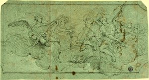 Músico Anjos nas Nuvens (reto); Clérigo Sentado (verso) de Guido Reni