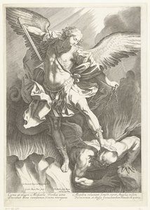 O Arcanjo São Miguel derrotando o Diabo, gravado por Pieter de Bailliu, 1623-60
