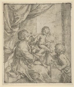 A Virgem e o Menino à mesa com o jovem João Batista, ca. 1600-1640. de Guido Reni