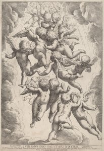 Anjos em glória de Guido Reni, after Luca Cambiaso