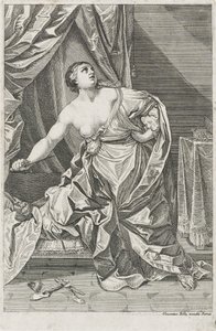 Morte de Lucretia, c. 1700-50 possivelmente Antonio Billy (primeira metade ativa do século XVIII) (gravura sobre papel) de Guido after Reni