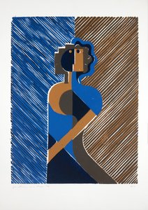 Mulher encostada a uma parede, 2019 (linóleo)