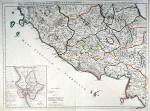Mapa histórico da região italiana onde os etruscos viveram depois do Atlas de G. Delysle de Guillaume (after) Delisle
