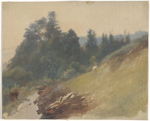 Inclinação da montanha com pinheiros de Guillaume Anne van der Brugghen
