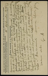 Cartão postal de autógrafos para Jean Mollet, datado de 16 de setembro de 1915 de Guillaume Apollinaire