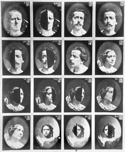 Estudos fisionômicos, de 22 a 28, de "Mecanismo da fisiologia humana ou análise eletrofisiológica das paixões", de Duchenne de Boulogne, publicado em 1876, Paris