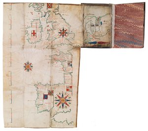 Atlas de bolso e almanaque náutico, c.1546 (velino) de Guillaume Brouscon