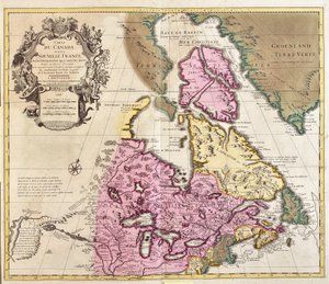 Mapa do Canadá e da Gronelândia (gravura de Guillaume Delisle