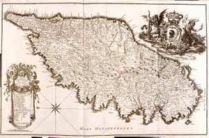 Mapa da Córsega (França) (gravura de Guillaume Delisle