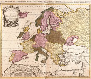 Mapa da Europa (gravura de Guillaume Delisle