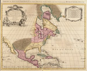 Mapa da América do Norte (Gronelândia, Canadá, EUA, México e Ilhas do Caribe: Cuba, Haiti, Jamaica, Índias Ocidentais) (gravura