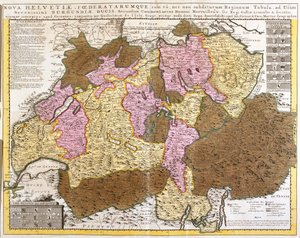 Mapa da federação suíça (gravura de Guillaume Delisle