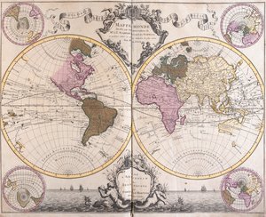 Mapa dos dois hemisférios de Guillaume Delisle