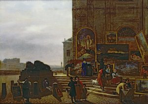 Vendendo Pinturas Fora do Institut de France, 1837 de Guillaume Frederic Ronmy