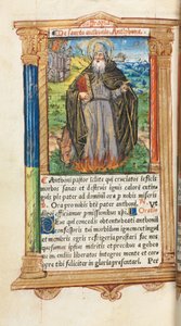 Livro de horas impresso (uso de Roma): fol. 104v, Santo António Abade de Guillaume Le Rouge