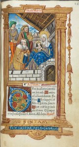 Livro de horas impresso (uso de Roma): fol. 38r, Adoração dos Magos de Guillaume Le Rouge