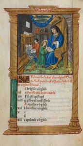 Livro de horas impresso (uso de Roma): fol. 3v, ilustração do calendário de fevereiro de Guillaume Le Rouge