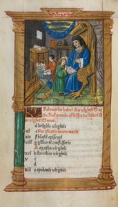 Livro de horas impresso (uso de Roma): fol. 3v, ilustração do calendário de fevereiro de Guillaume Le Rouge