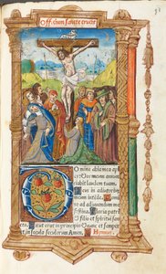 Livro de horas impresso (uso de Roma): fol. 55r, A Crucificação de Guillaume Le Rouge