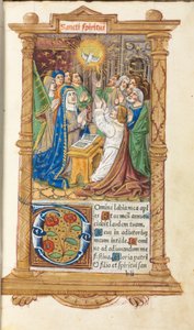 Livro de horas impresso (uso de Roma): fol. 58r, Pentecostes de Guillaume Le Rouge