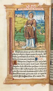 Livro das Horas Impresso Uso de Roma: fol. 100v, Santo Estêvão, 1510. de Guillaume Le Rouge