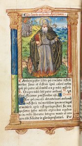Livro das Horas Impresso Uso de Roma: fol. 104v, Santo Antônio Abade, 1510. de Guillaume Le Rouge