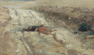 Cena da guerra de 1870: soldado morto num campo de batalha, ca. 1870 (óleo sobre tela)