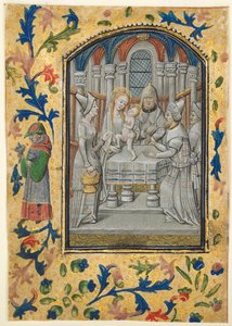Folha de um livro de horas: apresentação no templo